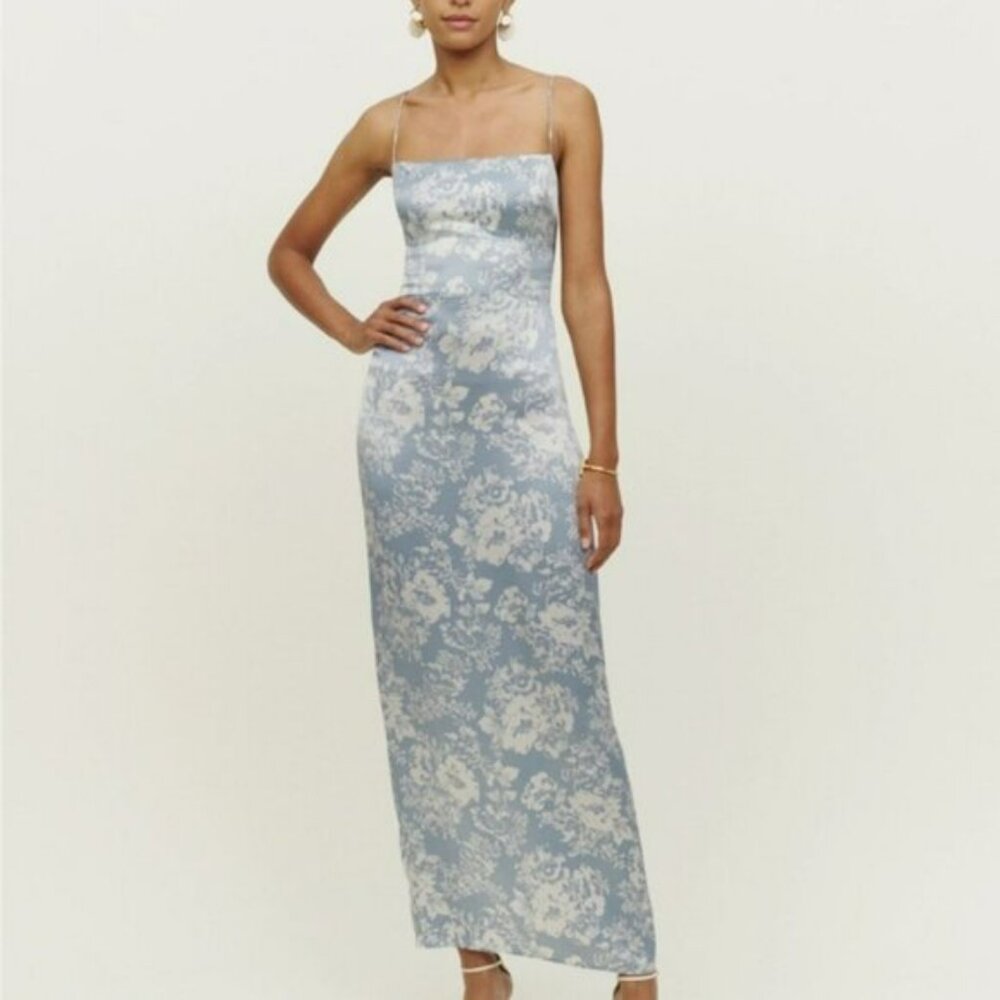 NWOT Reformation Frankie Silk Dress Porcelain - Picture 3 of 10